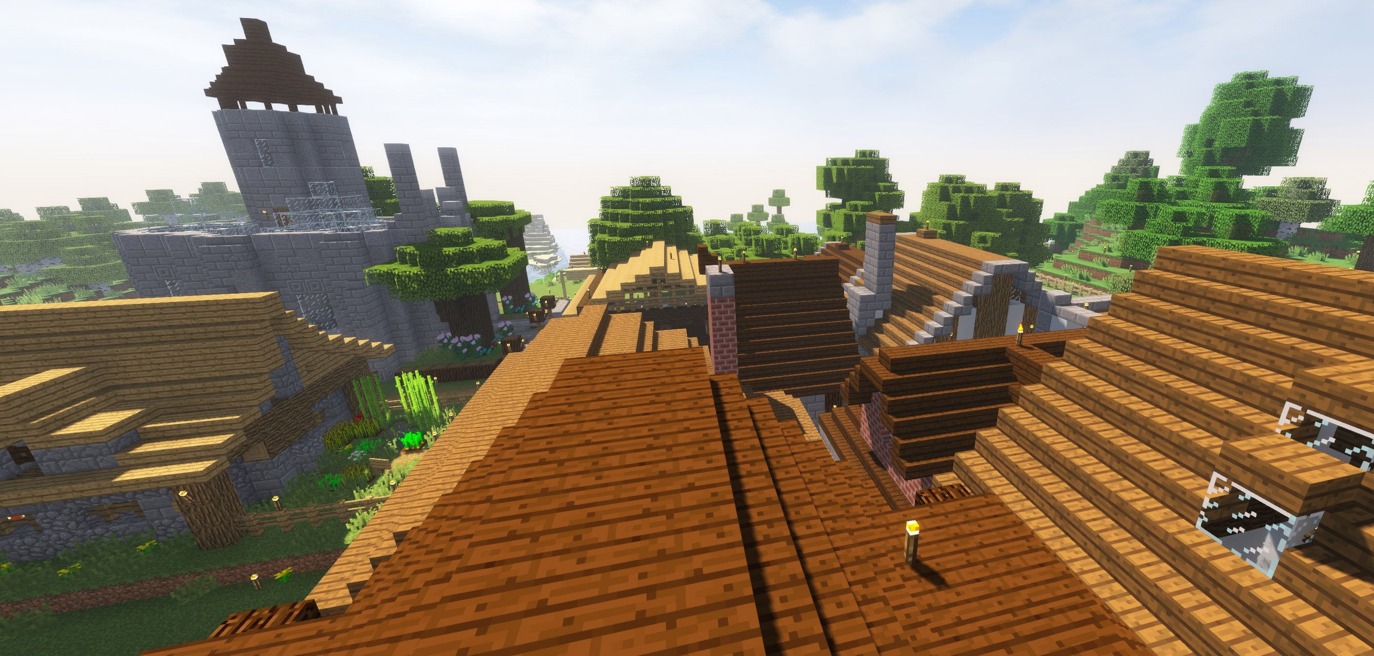 The spawn village rooftops